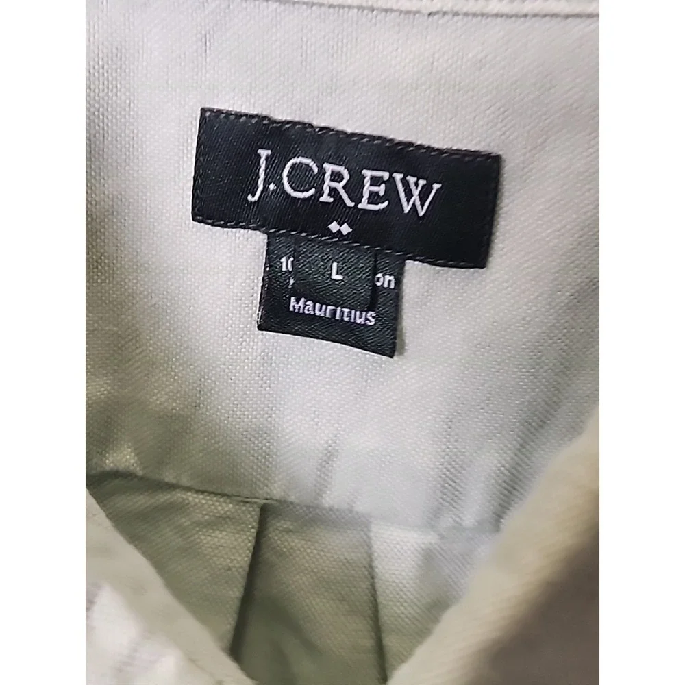 J. CREW 100% Cotton Long Sleeved Button Down Shirt SZ LARGE Lt. Green